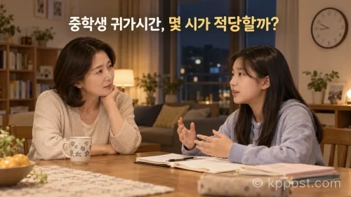 중학생 귀가시간은 정답을 하나로 정하기보다 학원 일정과 이동 시간, 안전 문제를 함께 고려해 부모와 자녀가 서로 지킬 수 있는 기준을 정하는 것이 중요합니다. (사진=생성형AI)