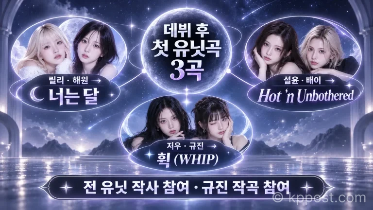 엔믹스는 릴리·해원, 설윤·배이, 지우·규진으로 나뉘어 데뷔 후 처음 정식 유닛곡을 발표하며 각 유닛이 작사에도 참여했다.(사진=생성형AI)