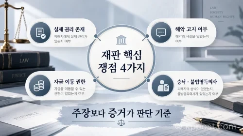 나래 전 매니저 재판의 핵심은 실제 권리관계와 금전 요구 방식, 자금 이동 권한과 승낙 여부를 객관적인 증거로 확인하는 데 있다. (사진=생성형AI)