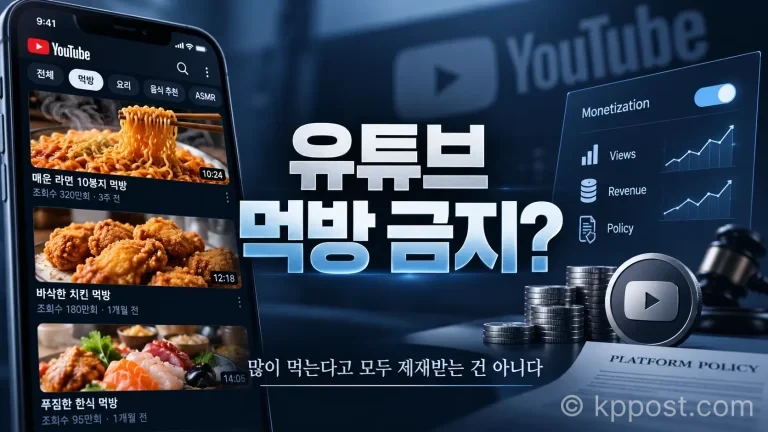 유튜브 먹방 금지라는 말이 나오지만, 실제 기준은 먹는 양보다 섭식장애 관련 행동과 콘텐츠 맥락이다. (사진=생성형AI)