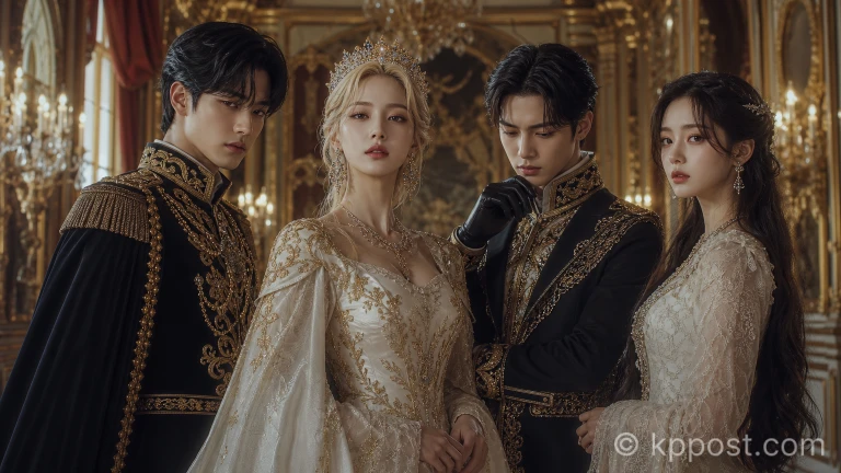 드라마 재혼 황후의 네 주역 신민아, 주지훈, 이종석, 이세영의 모습