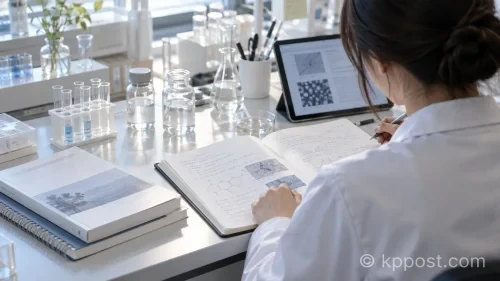한가인은 연구시설을 둘러보며 과거 연구원 같은 직업에 관심이 있었다고 밝혔다. (사진=생성형AI)