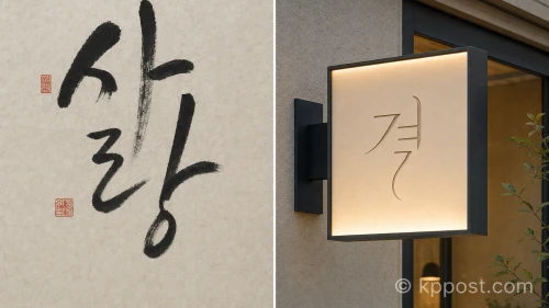 서예 작품과 순우리말 카페 간판에 담긴 한글의 멋