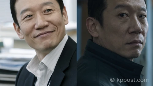 배우 정석용의 연기 변신을 보여주는 사진, 드라마 '미생'의 친근한 모습과 'D.P.'의 냉철한 모습이 대비된다