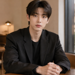 서울 삼청동 카페에서 진행된 영화 실낙원 인터뷰 자리에 앉아 있는 배현성의 상반신 모습